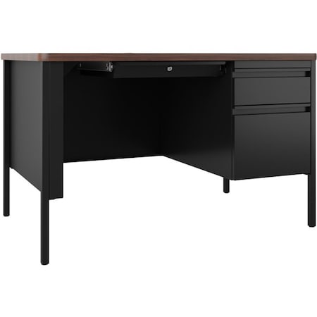 Lorell Fortress Series Walnut Top Teachers DeskBlack 48 x 30 x 29.5 in. LLR66939